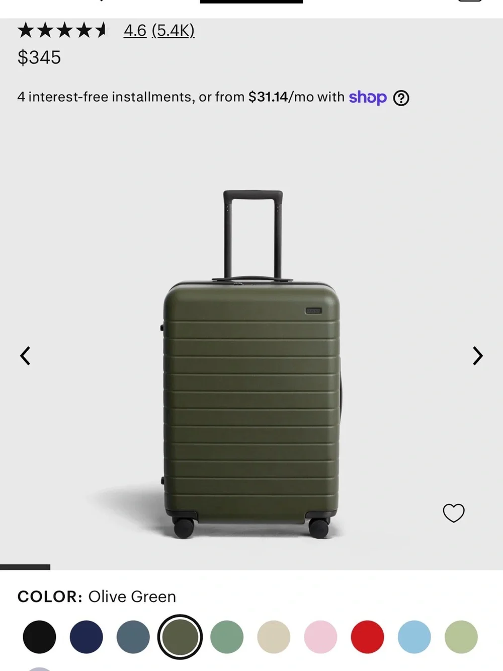 Away Olive Green Hard-Shell Spinner Luggage